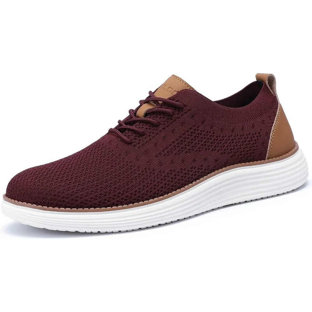 ⚡Men Wine Red Oxfords Business Mesh Breathable Tennis Comfortable Walking Shoes